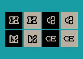 CZ minimalist and classic logo set design. CZ monogram polygonal and circle shape . vector