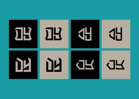 DY minimalist and classic logo set design. DY monogram polygonal and circle shape vector