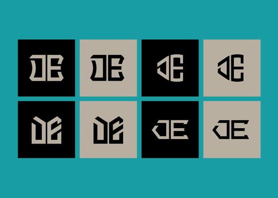 DE minimalist and classic logo set design.DE monogram polygonal and circle shape . DE unique design.