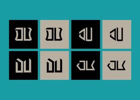 DU minimalist and classic logo set design. DU monogram polygonal and circle shape vector