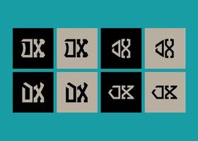 DX minimalist and classic logo set design. DX monogram polygonal and circle shape vector