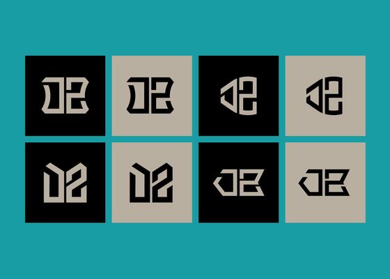 DZ minimalist and classic logo set design. DZ monogram polygonal and circle shape