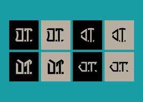 DT minimalist and classic logo set design. DT monogram polygonal and circle shape vector