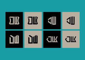 DW minimalist and classic logo set design. DW monogram polygonal and circle shape vector