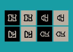 CY minimalist and classic logo set design. CY monogram polygonal and circle shape vector