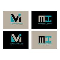 MI minimalist and classic logo set design. MI monogram polygonal and circle shape . vector