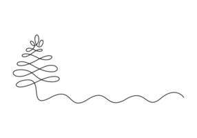 Christmas tree continuous one line drawing pro illustration vector