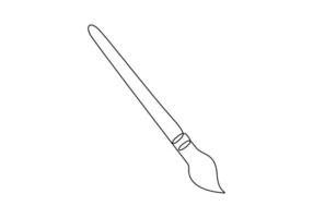Canvas and paint brush continuous line drawing digital illustration vector