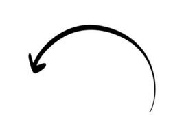 Black arrow pointing down following a curved path vector