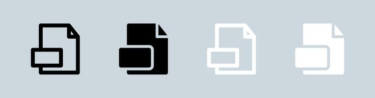 Format icon set in black and white. File type signs illustration. vector