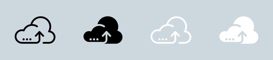 Cloud computing icon set in black and white. Server signs illustration. vector
