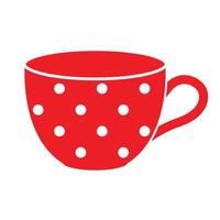 cup, red cup with white dots, illustration, white background vector