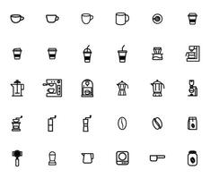 coffee outline icons set, illustration image vector