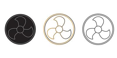 Simple fan or cooler, outline linear icon in circle. white background vector