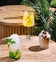 Enjoying a moment of relaxation with delicious and refreshing drinks on a sunny day photo