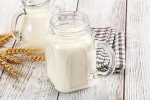 Organic milk in the glass photo