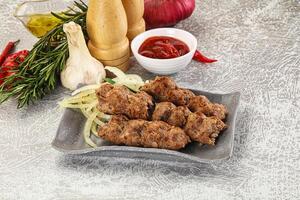 Beef kebab minced meat with onion photo