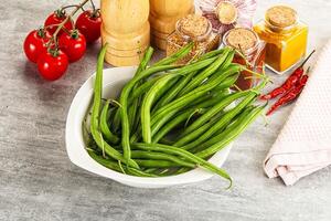 Raw green bean string uncooked photo