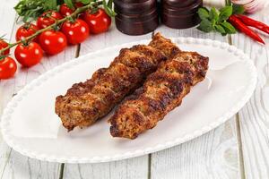 Chicken kebab minced meat and spices photo