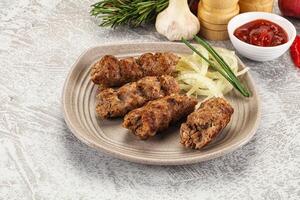 Beef kebab minced meat with onion photo