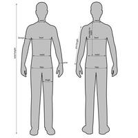 Man with measurement lines of body parameters . vector