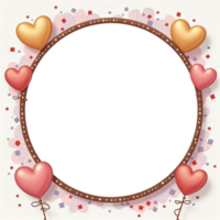 A frame with a heart and balloons in the center png
