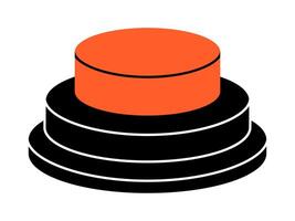 Hand drawn cute cartoon illustration emergency warning red button. Danger alarm pressbutton. Flat problem caution sign in doodle style. Security breach. Stop signal. Launch or start. Isolated. vector