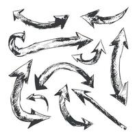 Set of handdrawn arrows in different directions black arrows vector