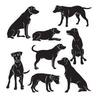 Dog full body silhouette multiple expression collection vector