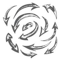 Collection of black handdrawn arrows pointing in different directions vector