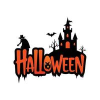 Halloween Event Haunted House and Ghost Silhouette with Pumpkin Symbol vector