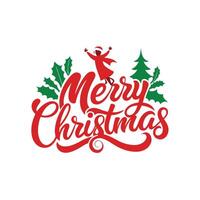 merry christmas card with merry Christmas text tree, presents and other items vector