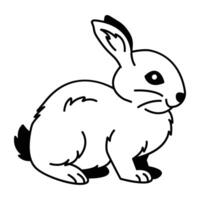 Hand drawn icon of rabbit pet vector