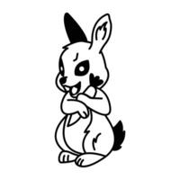 Drawing style icon of happy rabbit character vector