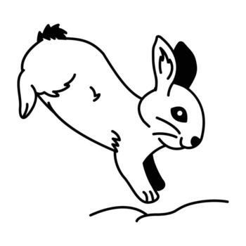 Drawing style icon of running rabbit jump vector