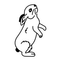 Hand drawn icon of cute standing rabbit vector