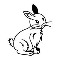 Hand drawn icon of bored rabbit vector