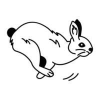 Drawing style icon of running bunny vector