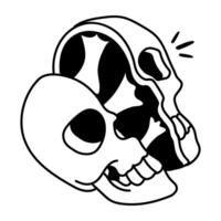 Doodle style icon of broken skull vector