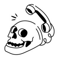 Doodle style icon of death call skull vector