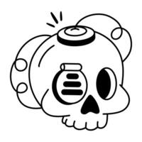 A doodle style icon of spooky skullcap vector