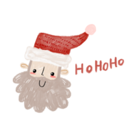 Winter postcard. Santa Claus in a red hat in a pencil drawn style. Happy New Year and Merry Christmas. Children's illustration on an isolated background png