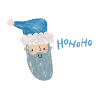 Santa Claus in blue hat in pencil drawn style. Happy New Year and Merry Christmas. Children's illustration on isolated background png