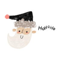 Santa Claus in black hat in pencil drawn style. Happy New Year. Children's illustration on isolated background png
