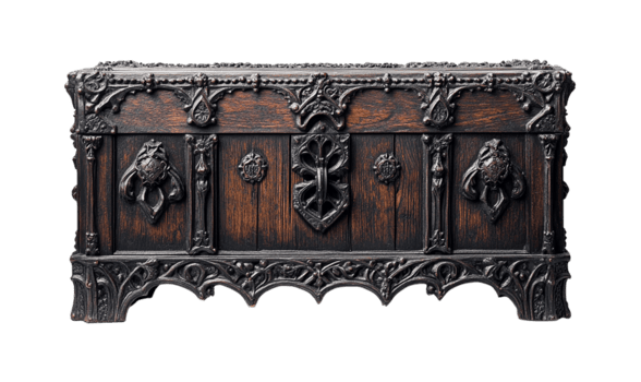 gotisch Truhe mit hölzern und Eisen png