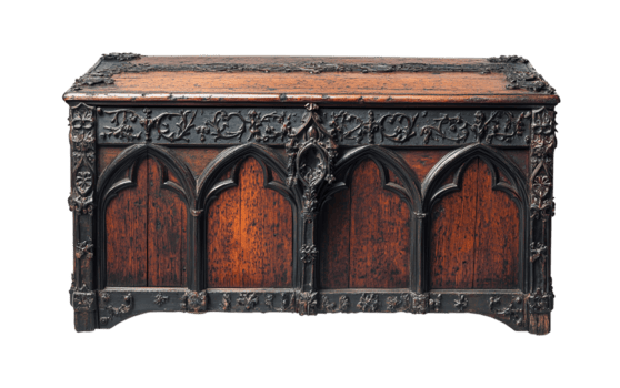 Truhe mit Eisen Halterungen, isoliert png