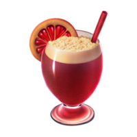 A refreshing red drink with a slice of citrus and foam is perfect for drink advertising and design. png