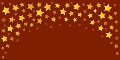 Yellow gradient stars scattered in a curved pattern on a white background. Simple illustration with place for text. Design border for greeting card, poster, banner. vector