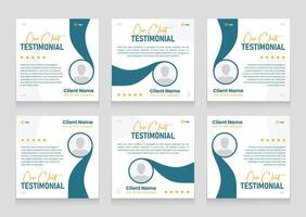 Customer feedback review social media post carousel set template, Simple client testimonials bundle vector
