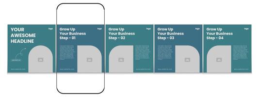 Modern technology carousel post design, Editable business social media carousel post template vector